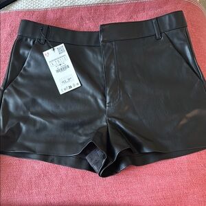 Zara Black Faux Leather Shorts
